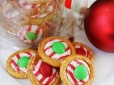 Easy Pretzel Kiss Candies with Hershey's Candy Cane Kisses