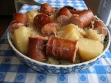 Crockpot sausage, sauerkraut and potatoes