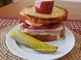 Ham, swiss, bacon with apple sandwich
