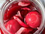 Red beet pickled eggs