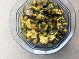 Baingan Mooli Patta Sabzi: Eggplant Radish Leaves Curry