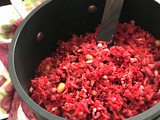 Beetroot Rice with Peanuts and Coconut