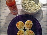 Red, White and Bleu Cheese Deviled Eggs