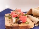 Savory Watermelon, Cheese and Olive Salad