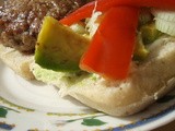 Hamburger Sliders with Vinegar Peppers and Homemade Mayo on Focaccia