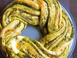 Braided Pesto Bread Recipe – Eggless Pesto Wreath Bread