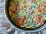 Cheddar Basil Quiche with Roasted Sweet Potato, Spinach, and Tomato