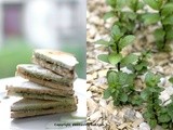 Cucumber sandwiches with spicy mint chutney and homemade tomato sauce