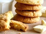 Custard and white chocolate cookies