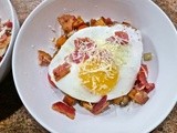 Sweet Potato Bacon Hash with Fried Eggs