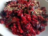 Risotto with beetroots and spinach