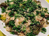 Risotto with leeks, kalette and homemade kale powder
