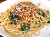 Grilled Corn and Arugula Carbonara with Paprika Breadcrumbs