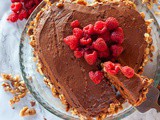 Walnut Dark Chocolate Sponge Cake with Raspberry