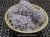 Purple Sweet Potatoes Ondeh-Ondeh / Buah Melaka ( Glutinous Rice Ball With Palm Sugar )