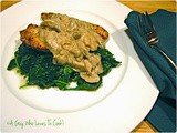 Chicken Cutlets with Mushroom Sauce and Wilted Spinach