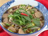 Pho Bo Vien ~ Vietnamese Noodle and Beef Meatball Soup #SoupSwappers