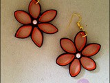 6-Petal Red Flower Quilling Earring