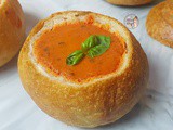 Instant Pot Vegan Tomato Basil Soup|No Onion-No Garlic Tomato Basil Soup in Bread Bowl|How to Make Jain Tomato Soup