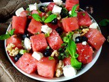 Watermelon Feta Salad | Greek Feta Salad | Watermelon Feta Salad with Blueberries and Mint