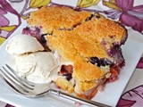 Blueberry-peach cobbler with sugar cookie crust