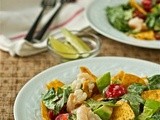 Shrimp and avocado tortilla salad