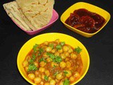 Chana masala North Indian style recipe - how to make chana masala using instant chana masala powder - chickpea masala recipe - bachelors recipe