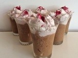 Chocolate and plum mousse with Italian meringue base and Fresh As plum powder