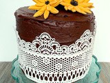 Edible Gelatin Sugar Lace and Sunflower Cake