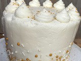 Gold & White Sprinkle Cake