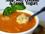 Roasted Tomato Basil Soup with Cheddar & Greek Yogurt