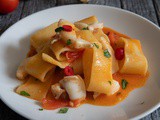 Calamarata Pasta (Squid and Tomato Sauce)