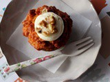 Carrot, Walnut and Oat Muffins with Cream Cheese Icing