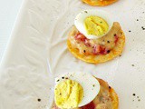Spread and Quail Eggs on Crackers