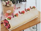 Strawberry Roll with Rose Petal Jam for Valentine's Day 草莓玫瑰花瓣果酱蛋糕券