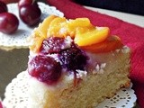 Delicious Upside Down Peach and Cherry Sponge Cake