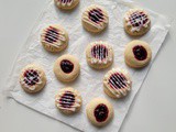 Thumbprint cookies with homemade plum jam and sugar icing