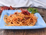 Spaghetti con peperoni cruschi e mollica