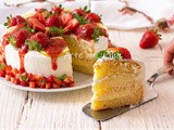 Torta panna fragole e crema