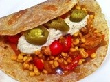 Crunchy Chicken Fajita Wraps w/ Habanero, Green Chile-Pepper Jack Cream