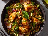 Easy Chicken Dumpling Salad with Sesame Peanut Dressing
