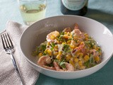 Shrimp, Basil & Corn Zucchini Noodles w/ Meyer Lemon Cream Sauce