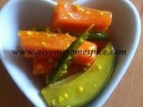 Carrots, raw mango and green chillies pickle with mustard (raita gajar, marcha & keri)