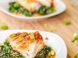 Seared Chilean Sea Bass with Asian Glaze and Sesame Spinach {Gluten-Free, Dairy-Free}