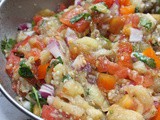Tomato, eggplant and bell pepper salad