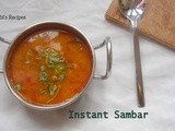 Instant Sambar | 10 minutes/ No Dal Sambar | Side dish for Idli / Dosai