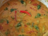 Jhinge diye Bhaja Muger Dal (Ridge Gourd - Split Green Gram Curry - Bengali Vegan recipe)