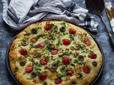 Herbed Focaccia Bread with Olive and Cherry Tomatoes