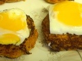 Soft Poached Eggs with Sweet Potato Hash Browns - Donna Hay