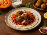 Bučni falafeli v tortilji z jogurtovo omako